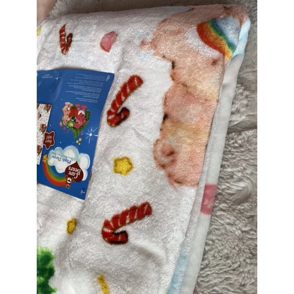 Care Bears Christmas Carols Holiday Tree Candy Cane Throw‎ Blanket 50” X 70” NEW